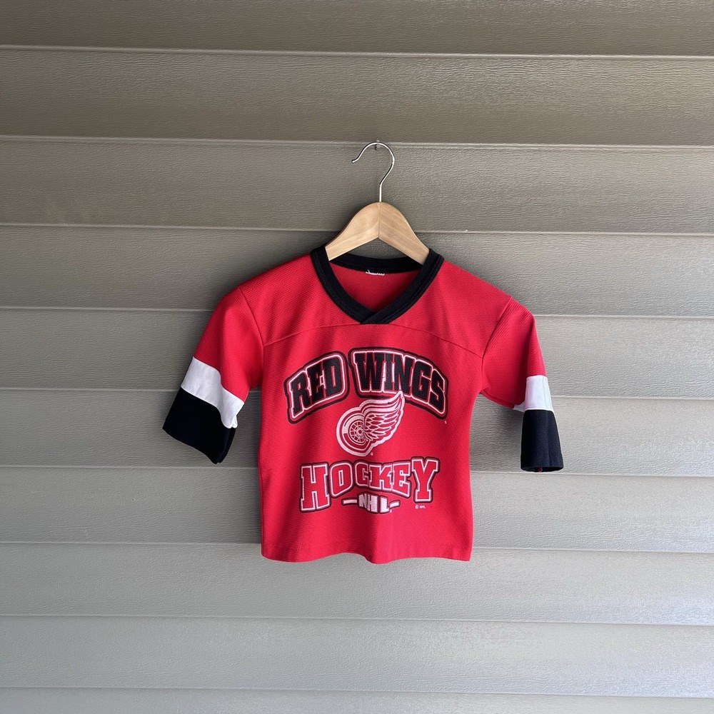 Vintage Detroit Red Wings NHL Kids Hockey Jersey Shirt Red Black Youth